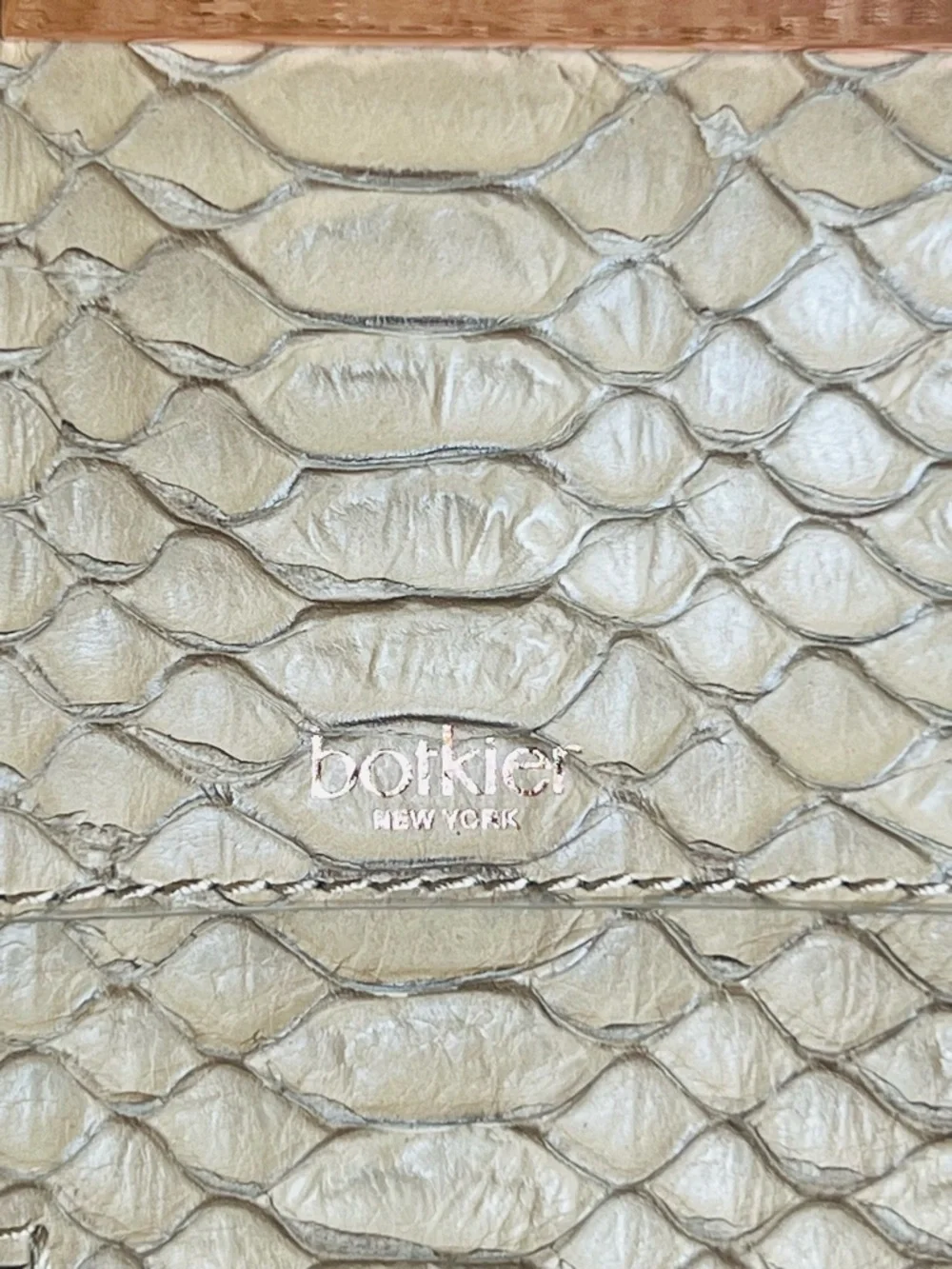 Botkier New York Tan Leather Croc Embossed Tote Bag Tassel